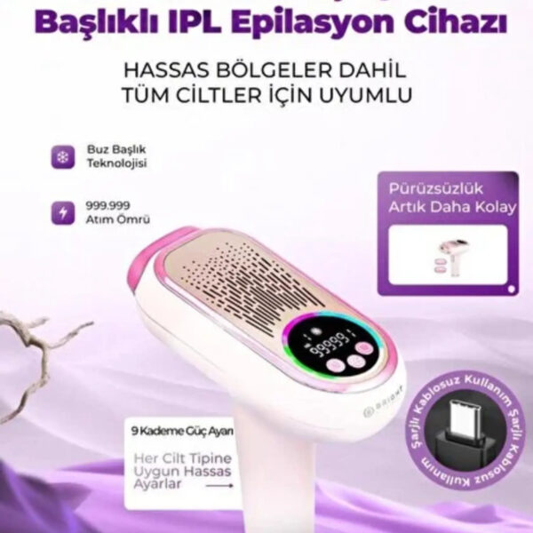 BRİGHT EPİLASYON LAZER BE-9088 IPL EPİLASYON CİHAZI 999.999 ATIM KABLOSUZ ŞARJLI