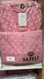 ŞAZELİ BORNOZ TAKIMI XL BEDEN-PUDRA - Görsel 2