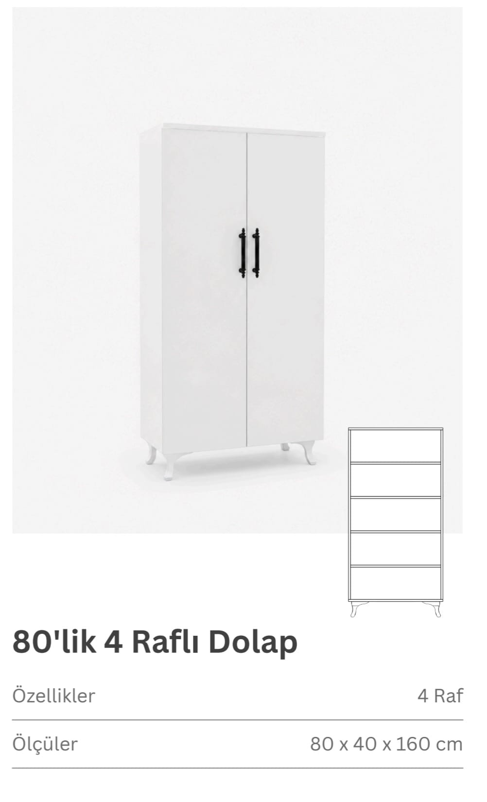 80 lik 4 raflı dolap Arvore De Sangue 80cm 4 Raflı Dolap - Görsel 1